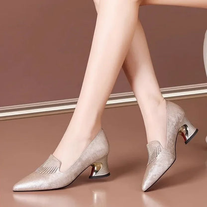 women fashion light weight comfort green square heel shoes lady casual black crystal shining heel shoes sapatos femininas a178