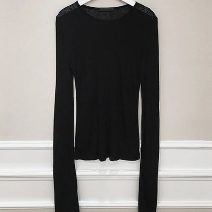 Shirt Women T-Shirt Long Sleeve Korean Style Slim Basic Elasticity Tshirt Top Womens Clothing T Shirt Femme