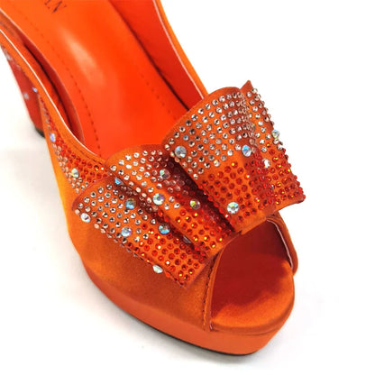 Shoes Matching Bag With Applique Mature African Ladies Super High Heels Sandals for Party Fashionable Italian Women
