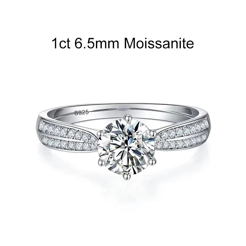 0.5ct 1ct Moissanite Engagement Ring Women Proposal Rings S925 Sterling Silver with White Gold Plated Wedding Band