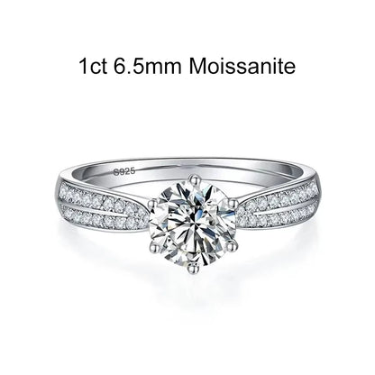 0.5ct 1ct Moissanite Engagement Ring Women Proposal Rings S925 Sterling Silver with White Gold Plated Wedding Band