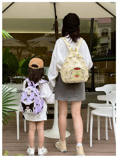 Anime Cartoon Kuromi Melody Cinnamoroll Backpack Boys Girls Cartoon Hello Kitty Kawaii Canvas Fashion Children's Schoolbag