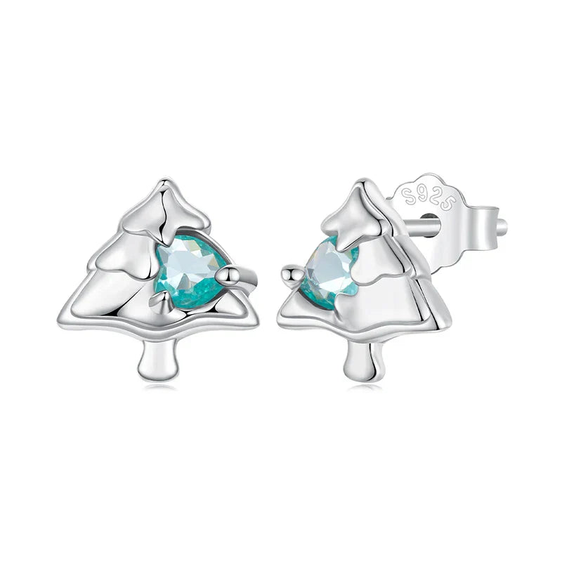 925 Sterling Silver Animals Cute Paws Rainbow Stud Earrings For Women Heart Oval Flower Zircon Crab Ear Studs Jewelry Gift