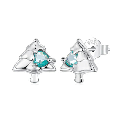 925 Sterling Silver Animals Cute Paws Rainbow Stud Earrings For Women Heart Oval Flower Zircon Crab Ear Studs Jewelry Gift