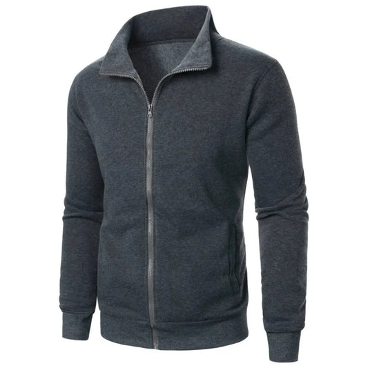 Autumn Men's Long Sleeve Zipper Jacket Coats Solid Color Warm Sweatshirts Casual Baseball Jacket Outdoor Streetwear
