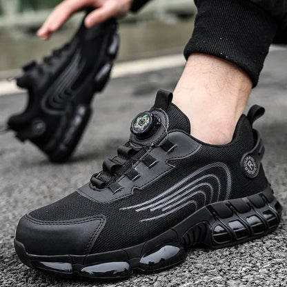 Anti-smash Steel Toe Protection Safety Shoes Men Rotating Button Work Safety Shoes for Men Anti Puncture Work Shoes Sneakers