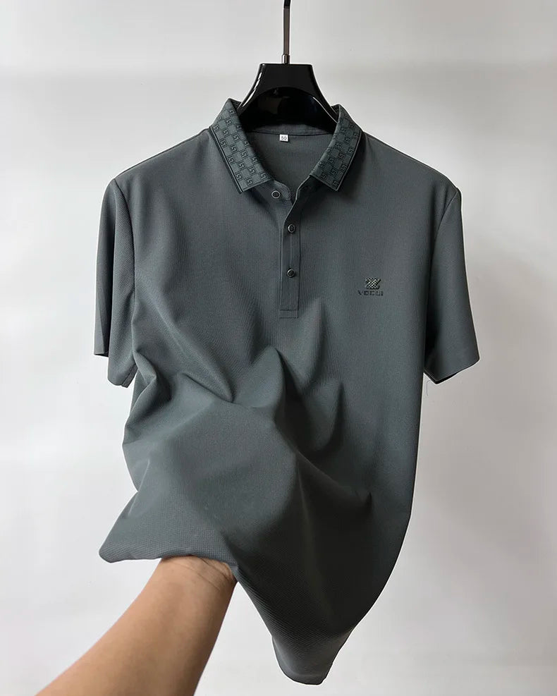 High-end brand short sleeve men's POLO shirt Summer New fashionable and personalized print design breathable ice silk T-shirt