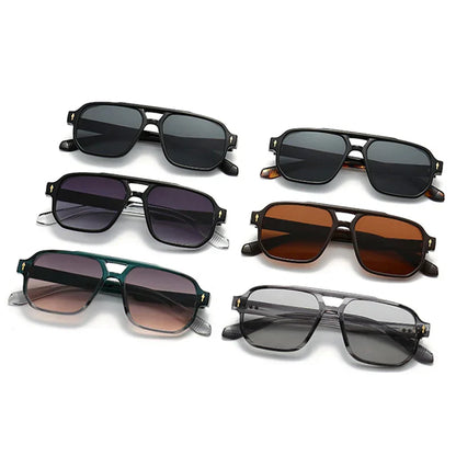 Double Bridges Square Sunglasses Women Gradient Shades UV400 Fashion Brand Designer Rivets Men Sun Glasses