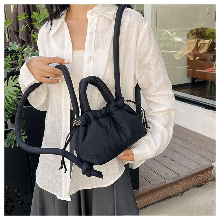 Women's Casual Single-shoulder Bag Large Capacity Nylon Backpack Women's Down Cotton Winter Tote Bag Portable Makeup Handbag