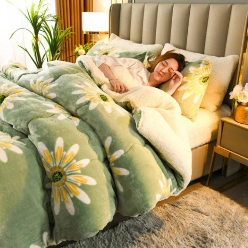New Super Thick Winter Warm Blanket for Bed Artificial Lamb Cashmere Weighted Blankets Soft Comfortable Warmth Quilt Comforter