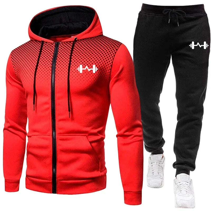 2025 New Arrival Men's Set Hoodie + Sweatpants Autumn Winter Daily Casual Sporty Jogging Suit Zipper Male Sweatshirt Outfit