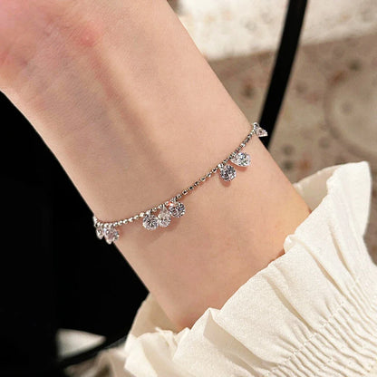 100% S925 Silver High Carbon Diamond Bead Bracelets Necklace Sparkling Zircon Hand Chain for Women Party Fine Jewelry Gift