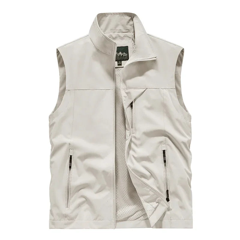 2025 New Fashion Men's Vest Windproof Solid Sleeveless Jacket Motorcycle Ourdoor Waterproof Biker Vest for Men Clothing