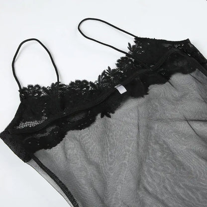Sheer Lace Camisole Dress with Ultra Spicy and Lightweight Mesh; Sexy Dress for A Minority of Hot Girls