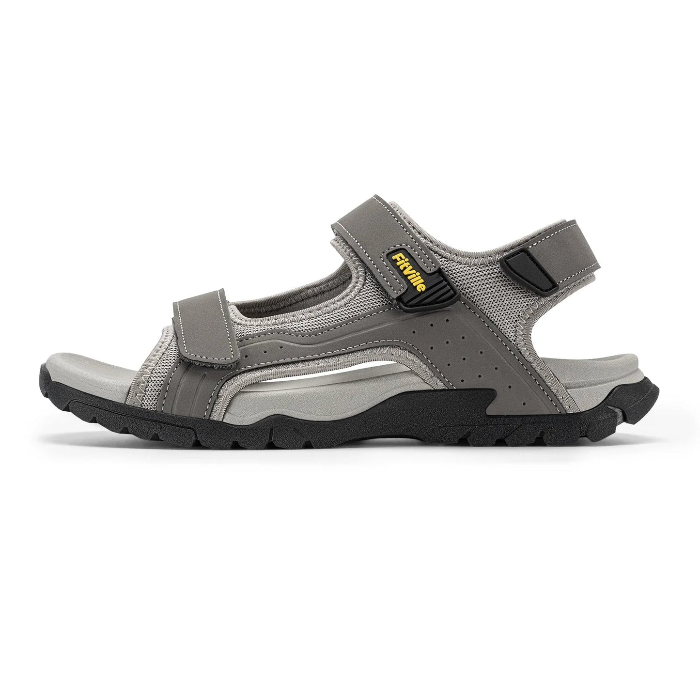 FitVille Mens Sandal Wide Toe Box Walking Athletic Sandals For Men With Arch Support Cushion Slip-Resistant Beach Sandals