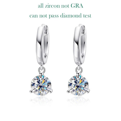 0.5-2CT Brilliant Cut Moissanite Drop Earrings for Women Classic 3 Prong Wedding Fine Jewelry S925 Sterling Silver 100%