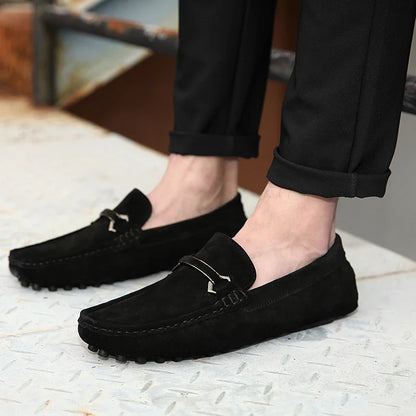 Genuine Leather Men Casual Shoes High Quality Suede Slip on Man Loafers Flats Soft Non Slip Mens Driving Shoes Size 38-46