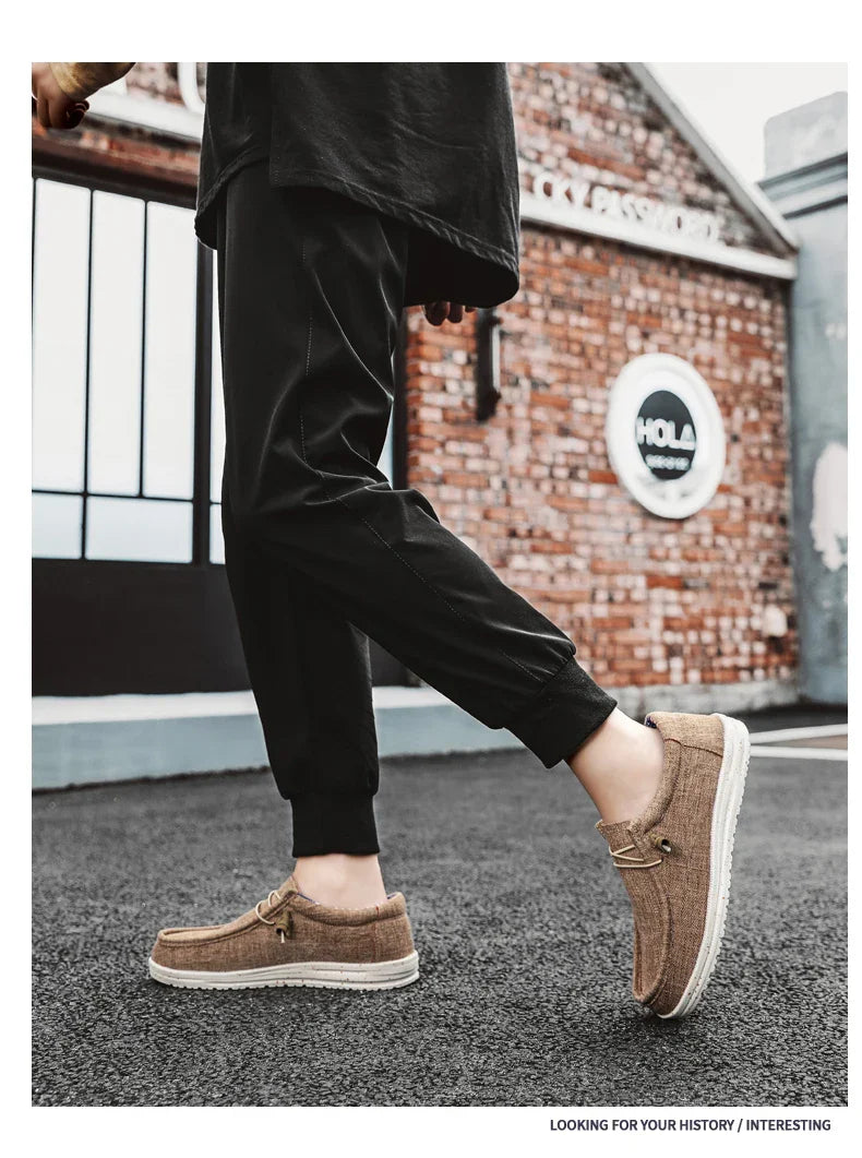 Men's Breathable Casual  Canvas Slip Shoes Comfort Slip-on Loafer Soft Penny Loafers for Men Lightweight Driving Boat Shoes