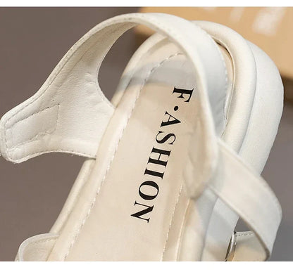 New Summer Girl Sandals Fashion Solid Color Children Causal Versatile Open-toe Beach Shoes Breathable Kids Thick Bottom Sandals