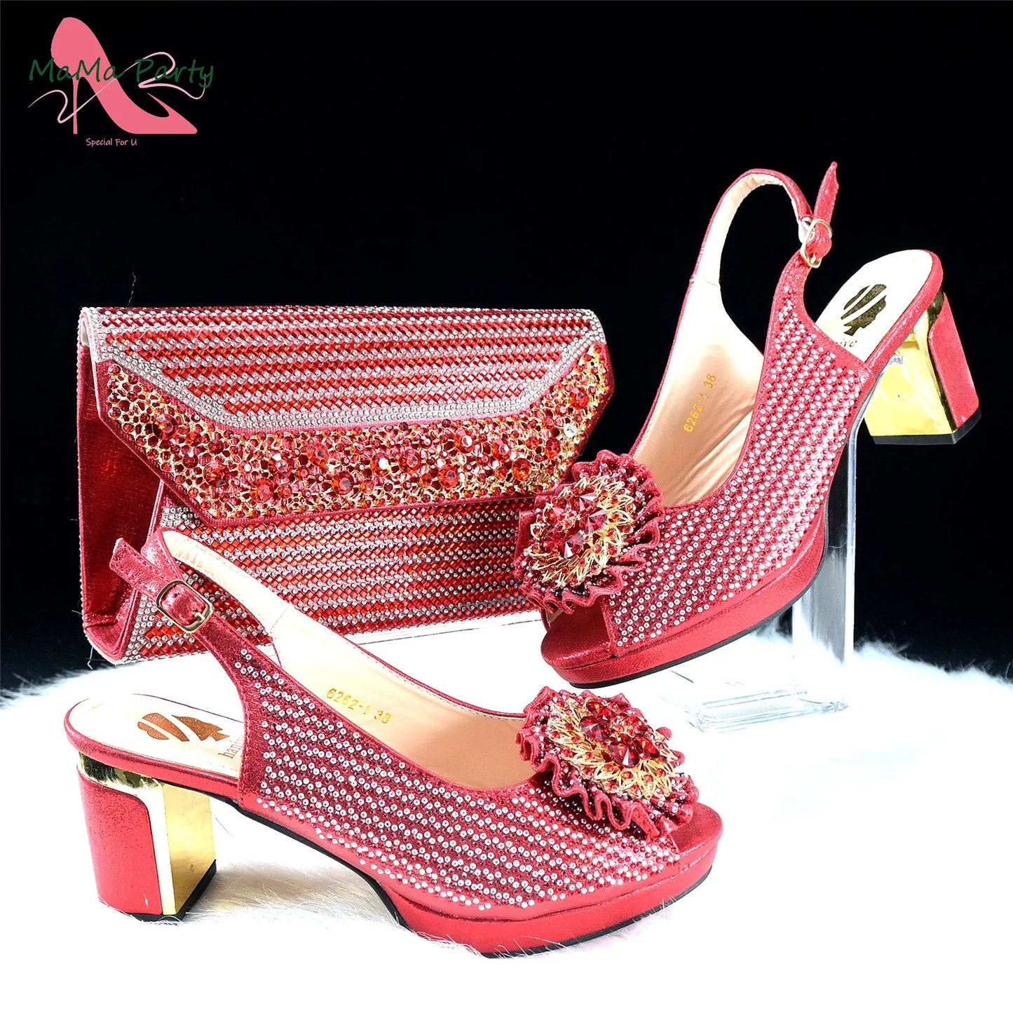 Italian Women Shoes Matching Bag Set in Green Color 7 CM Comfortable Heels with Plaform Elegant Peep Toe Sandals