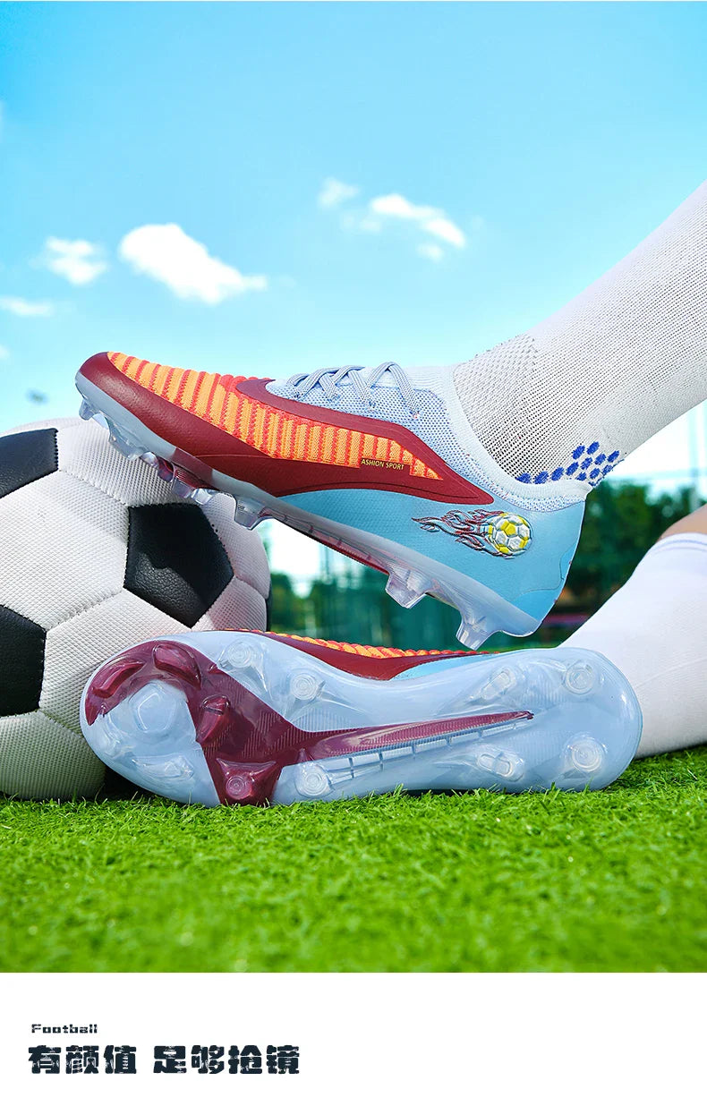 New Men Football Boots Outdoor Sport Boys Long Spikes Training Cleats Soccer Shoes Adult Non Slip Breathable Match Comfortable