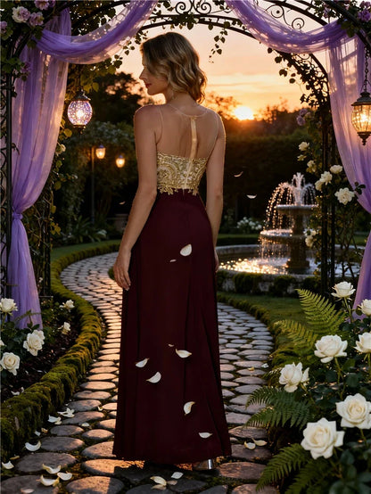 A-line Sweetheart Lace Christmas Party Dress Elegant Backless Long  Chiffon Beaded Evening Dresses Formal Prom Wedding Party Gow
