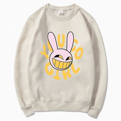 Hoodie Fashion Women Harajuku Funny Cute Rabbit Hoodie Unisex Cartoon Vintage Pullover Sweatshirt