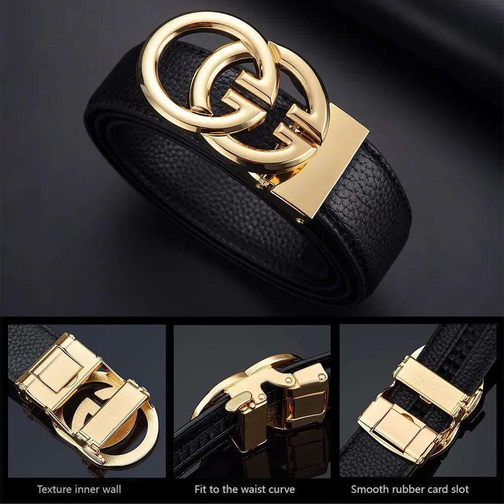 Luxury Brand Famous Genuine Leather Male Belts Business Men Belts for Pants Jeans Strap High Quality Designers Double G Buckle