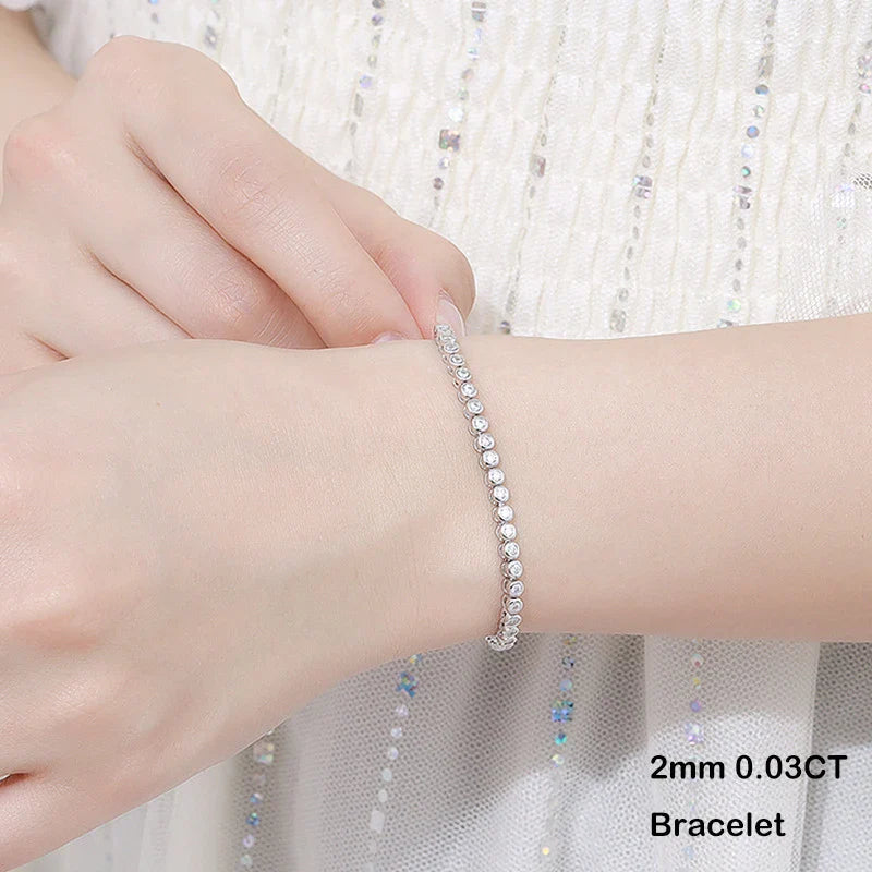 GRA Certified D Color 2-3mm Full Moissanite Tennis Bracelet For Women S925 Silver Plated 18K Bubble Diamond Link Bracelets