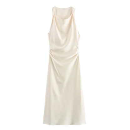 Satin Long Dresses for Women 2026 Summer Slip Midi Dress Woman Sexy Evening Party Dress Sleeveless Female Elegant Dresses