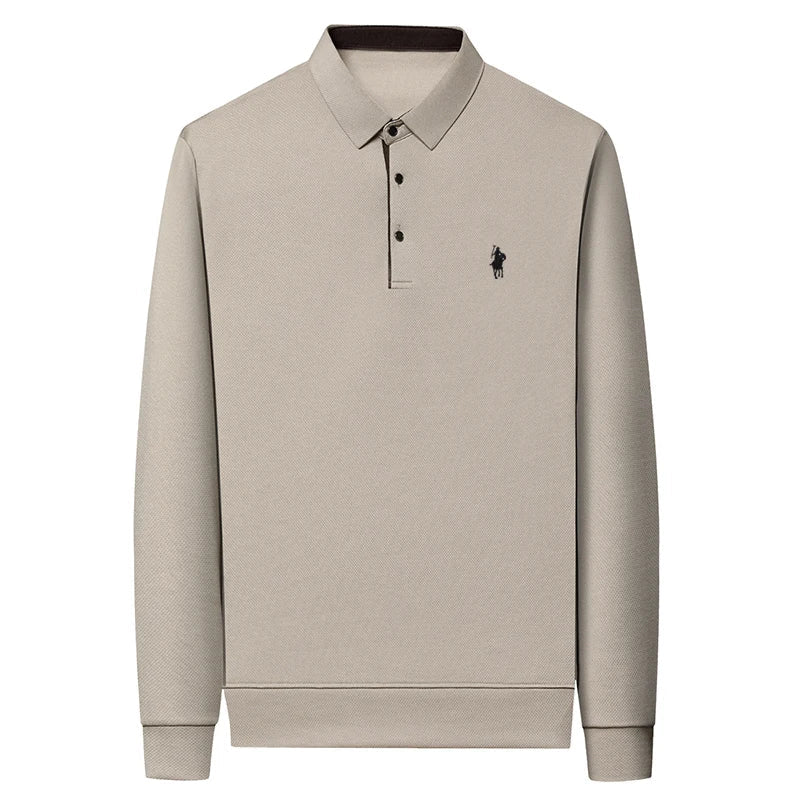 Spring and Autumn Pure Cotton Men's Long Sleeve Collar T-shirt Business Casual Fashion Comfortable Versatile Polo Shirt