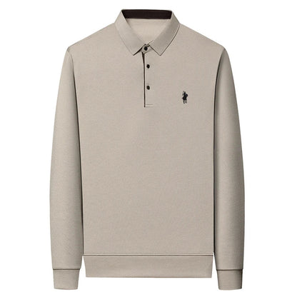 Spring and Autumn Pure Cotton Men's Long Sleeve Collar T-shirt Business Casual Fashion Comfortable Versatile Polo Shirt