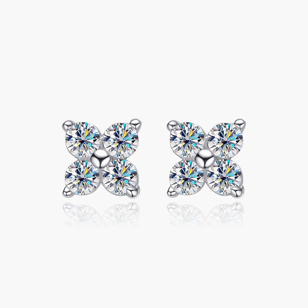 100% 925 Sterling Silver 0.1ct 3mm Moissanite Stud Earrings For Women 18K Gold Plated Sparkling Wedding Party Fine Jewelry