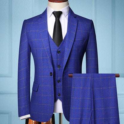 Blazer Vest Pants  Boutique Plaid Men's Formal Groom Wedding Dress Slim Suit 3Pcs or 2Pcs Men's Casual Business Suit Tuxedo