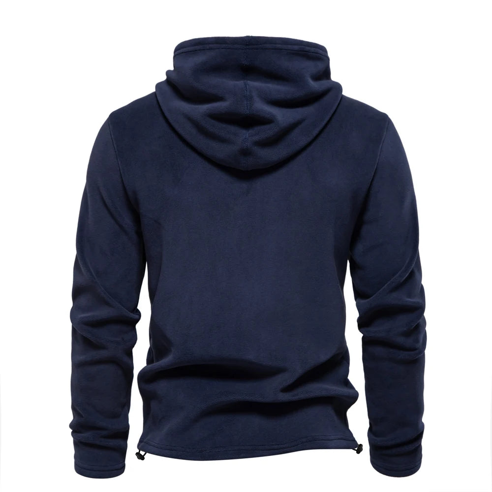 Mens Winter Solid Fleece Hoody High Quality Warm Casual Drawstring Hat Sweatshirt Soft Shell Hoodies for Men