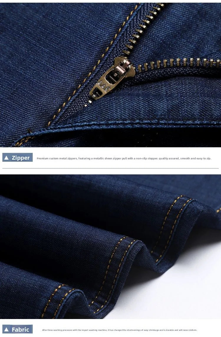 Men's Classic Straight Men's Jeans Fitted Comfortable Elastic Business Casual Denim Pants Korean Fashion  Autumn Casual Trousers