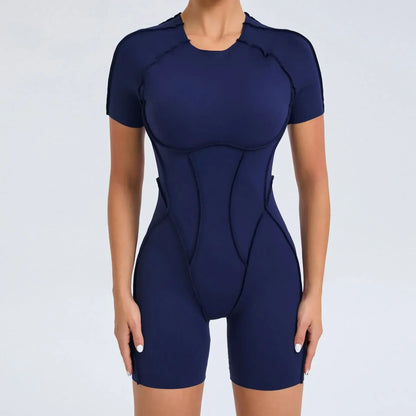 Women's High Elasticity Sports Bodysuit Kit Yoga Fitness Jumpsuit Open Back Hip-Lift Outdoors Gym Workout Sexy Fitness Outfit