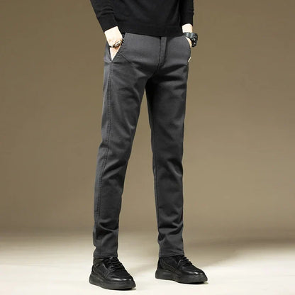 Men's Pants Casual Cotton Solid Color Spring Autumn Straight Business Work Pants High Quality Fashion Black Grey Trousers