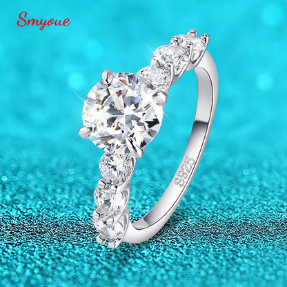 3.2CTTW Full Moissanite Wedding Rings for Women 7 Stones Sparkling Lab Diamond Band with Certificate S925 Sterling Silver