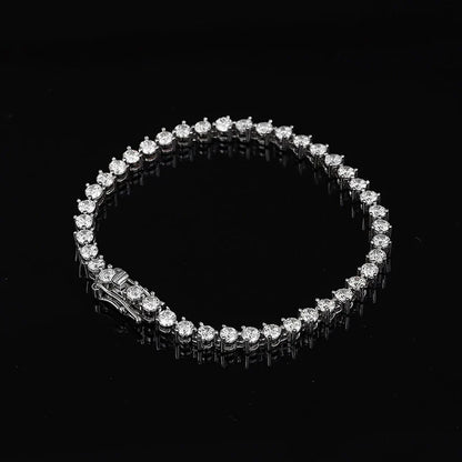 3 Prong 2.5mm 3mm Full D Color Moissanite Diamond Tennis Bracelet for Women 925 Silver Link Chain Spring Buckle Bracelets