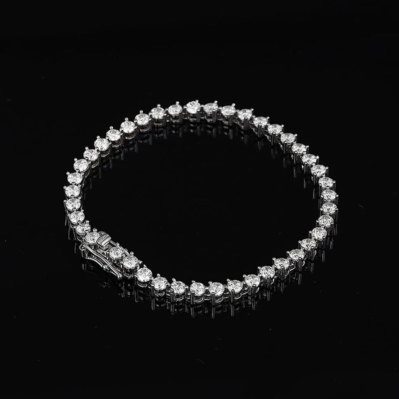 3 Claw 2.5/3mm Full D Color Moissanite Diamond Tennis Bracelet Hidden Buckle for Women Man 925 Silver Link Chain Bracelets