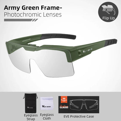 Sunglasses Flip Up Lens Polarized Glasses Fit Over Sunshade MTB Road