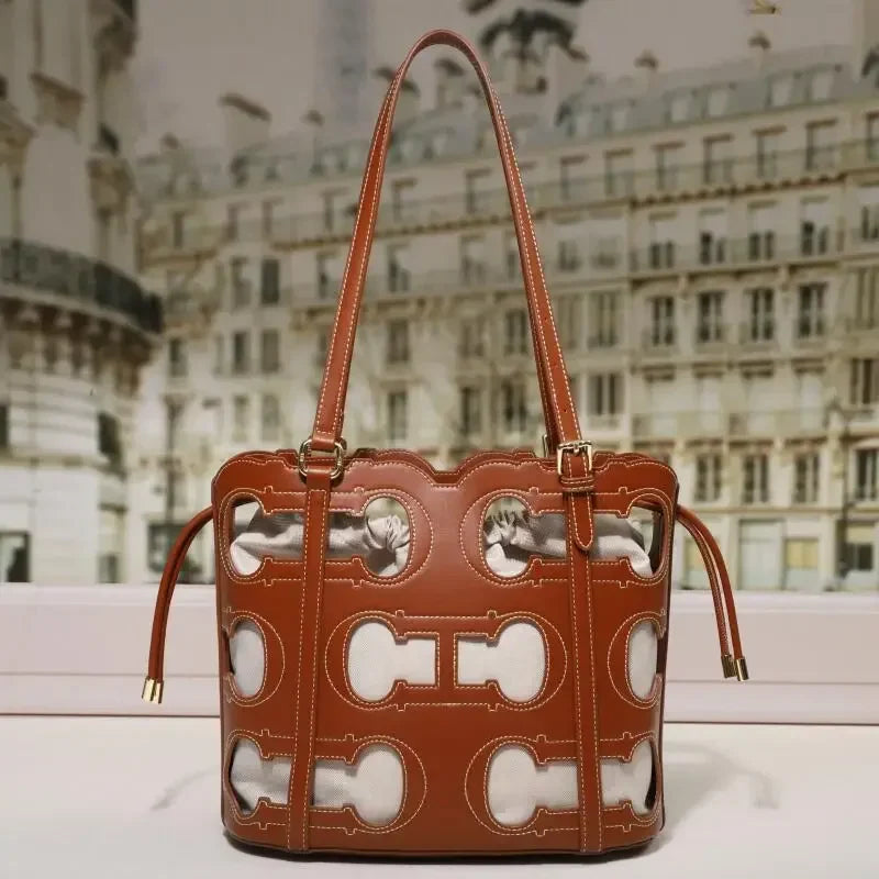 High-end Brand Women's Handbag Fashion Hollow 2025 New Large Capacity Simple Shoulder Bag