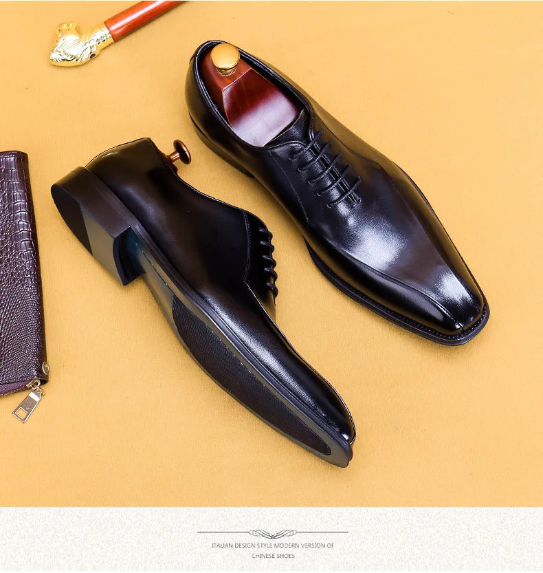 Italian Luxury High Quality Elegant Male Natural Genuine Leather Social Shoes Office Career Business Formal Solid Oxfords Shoes