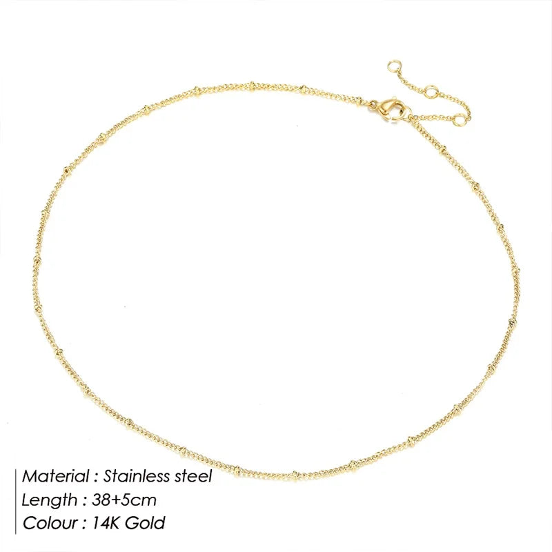 Gold Color Stainless Steel  Chain Choker Necklace Women Chain Necklace Sets for Women gift
