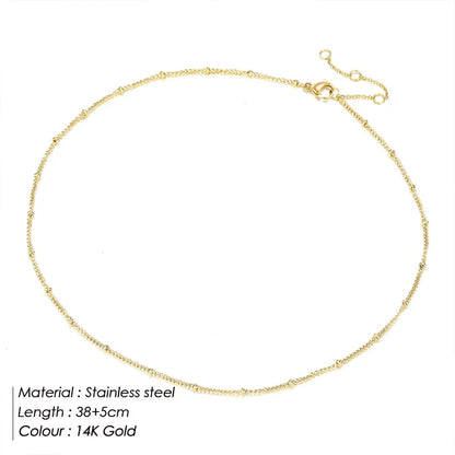 Gold Color Stainless Steel  Chain Choker Necklace Women Chain Necklace Sets for Women gift