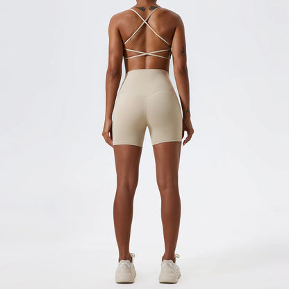 Two Pieces Yoga Set Women Gym Shorts Sports Suit Female Soften Skin-Friendly Activewear Beauty Back Women Sportswear