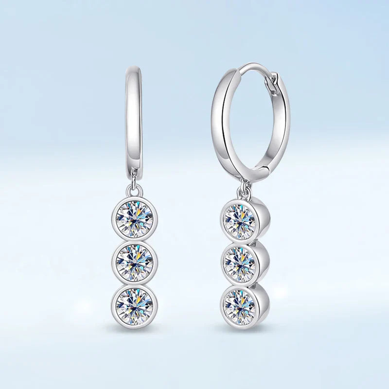 New In Real 0.6CT 3mm Full Moissanite Diamond Drop Earrings for Women S925 Silver Long Tassel Dangle Earring Fine Jewelry