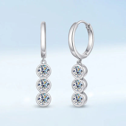 New In Real 0.6CT 3mm Full Moissanite Diamond Drop Earrings for Women S925 Silver Long Tassel Dangle Earring Fine Jewelry