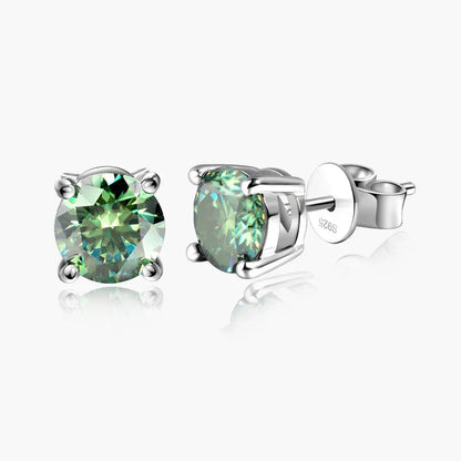 0.5/1/2 CT Real D VVS1 White Black Green Moissanite 100% 925 Sterling Silver Stud Earrings Sparking Fine Jewelry For Women